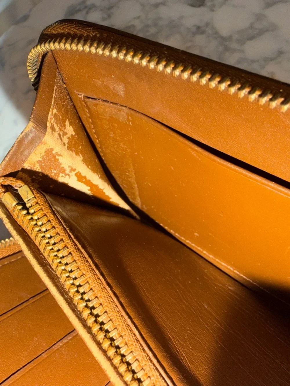 Louis Vuitton Vernis Embossed Monogram Zip Wallet in Metallic Cognac - Picture 6 of 8